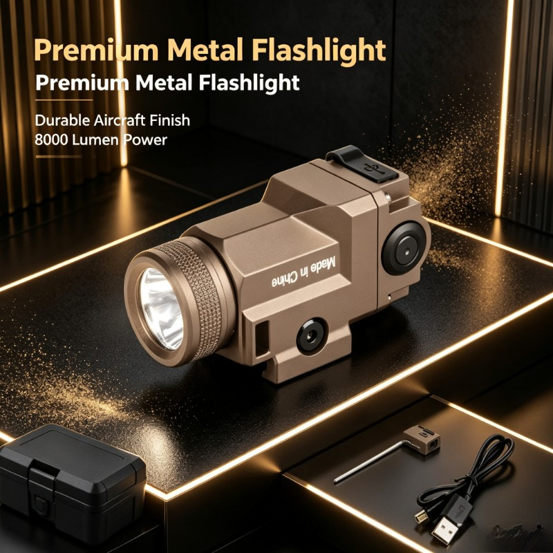 Outdoor Adventure Hobbies - 20mm Rail‑Fitted Metal LED Flashlight 800LM