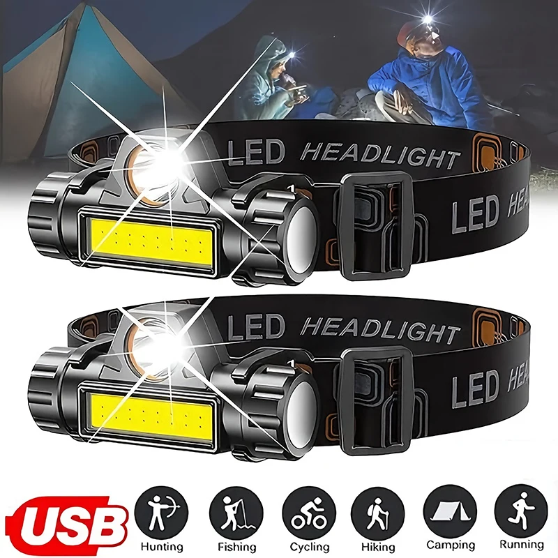 Rechargeable COB LED USB Headl - Headlamp Waterproof Rechargeable ulasan dan harga