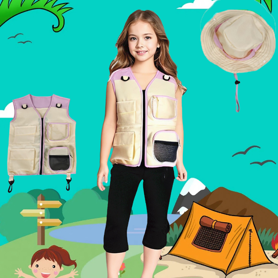 Children Explorer Vest Hat Sui - Outdoor Adventure Activities For Kids ulasan dan harga