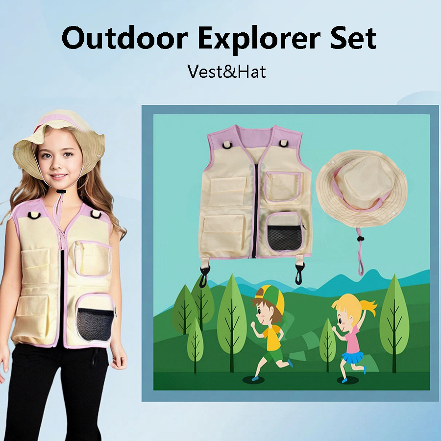 Children Explorer Vest Hat Sui - Outdoor Adventure Activities For Kids ulasan dan harga