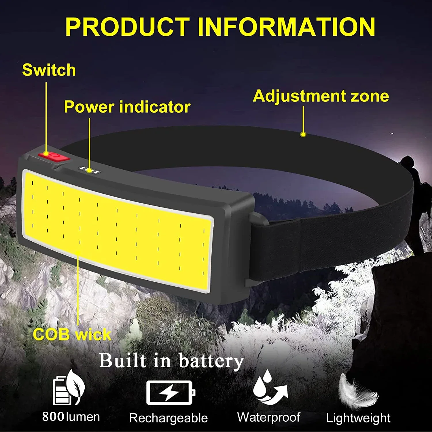 Powerful COB LED Headlamp Type - Headlamp Waterproof Rechargeable ulasan dan harga